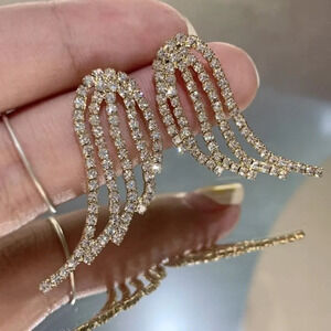 NEW! Dainty Crystal Angel Wing Stud Earrings